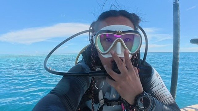 Tina scuba diving